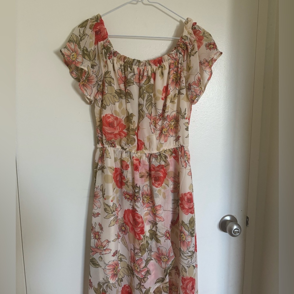 Suzy Shier Pink Floral Dress (size small)